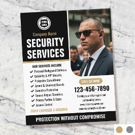 Security Bodyguard Services Bedrijfslogo Goud Flyer