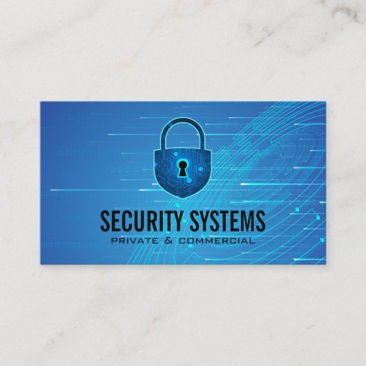 Security Cyber Lock | Tech Background Visitekaartje (Voorkant)