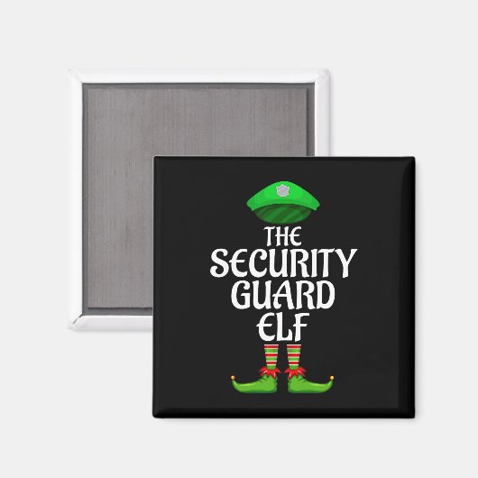 Security Guard Elf Matching Family Group Christmas Magneet (Voorkant / Achterkant)