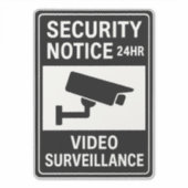 Security Notice 24HR Video Surveillance Sign  Sticker (Voorkant)