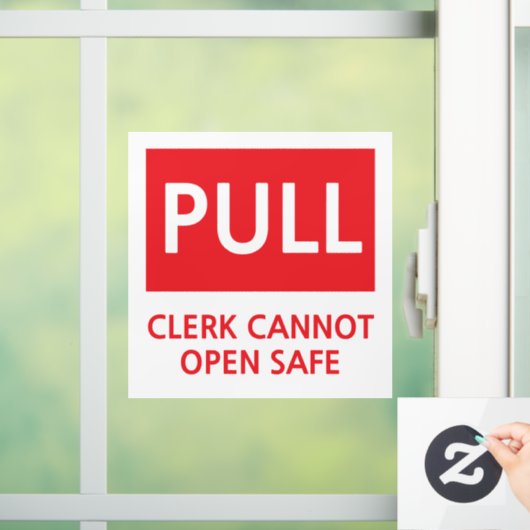 Security Pull Door Clerk Cannot Open Safe Raamsticker (Huis)