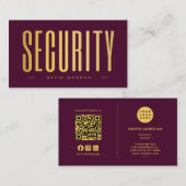 Security QR Code Logo Burgundy And Gold  Visitekaartje (Voorkant / Achterkant)
