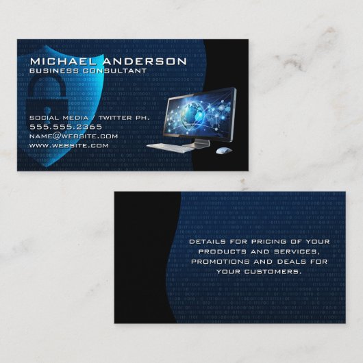 Security Shield Afbeeldingen | Computer Tech Logo Visitekaartje (Voorkant / Achterkant)