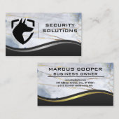 Security Shield Hond Logo | Metalen Marmer Visitekaartje (Voorkant / Achterkant)