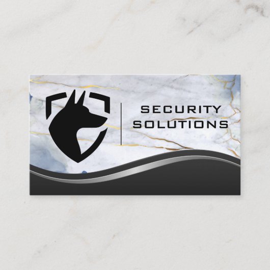 Security Shield Hond Logo | Metalen Marmer Visitekaartje (Voorkant)