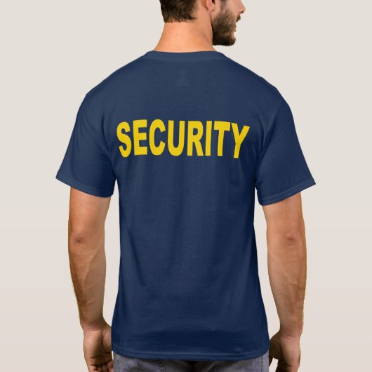 Security T Shirt, twee zijkanten op Navy Blue met  T-shirt (Achterkant)