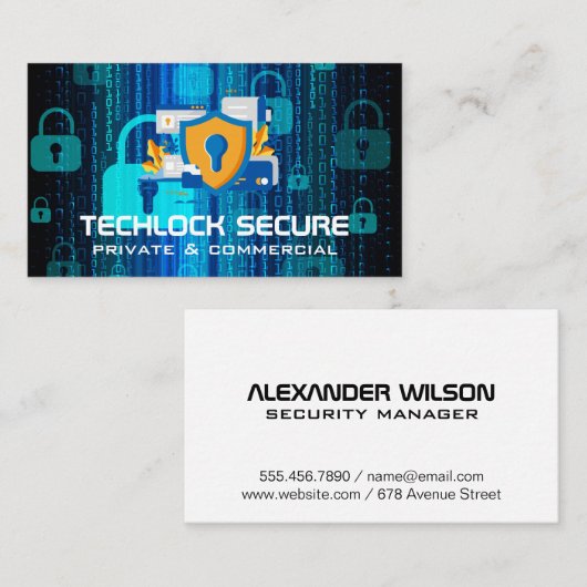 Security Tech Camera | Padlocks Coding Visitekaartje (Voorkant / Achterkant)