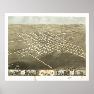 Sedalia Missouri 1869 Antiek Panorama Poster