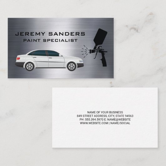 Sedan | Autoverf | Metaal Visitekaartje (Voorkant / Achterkant)