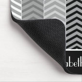 Sedendaagse zwarte witte Chevron Stripes en naam Muismat (Hoek)