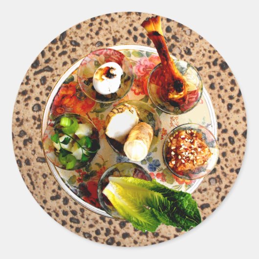 Seder Bord & Matazah Ronde Sticker (Voorkant)