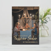 Seder Uitnodiging Sjabloon voor Familie Foto Pesac (Staand voorkant)