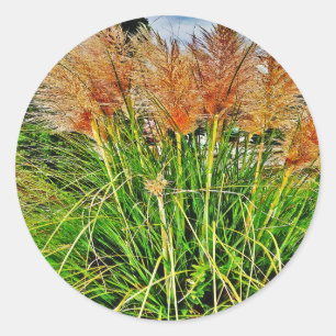 Sedge in de wind. ronde sticker