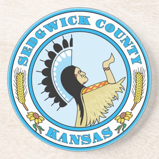 Sedgwick county seal zandsteen onderzetter (Voorkant)