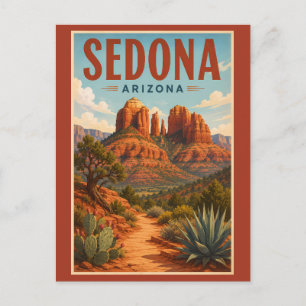 Sedona Arizona Cathedral Rock Illustratie Reizen Briefkaart