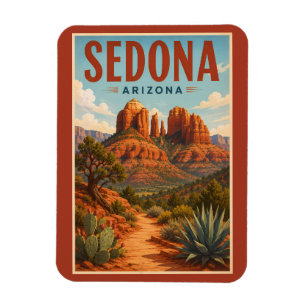 Sedona Arizona Cathedral Rock Illustratie Reizen  Magneet