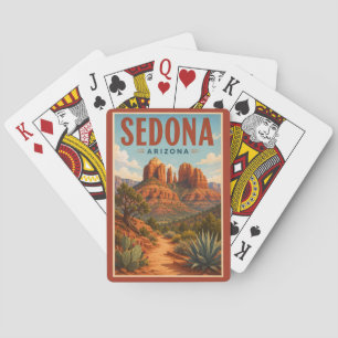 Sedona Arizona Cathedral Rock Illustratie Reizen Pokerkaarten