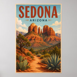 Sedona Arizona Cathedral Rock Illustratie Reizen Poster
