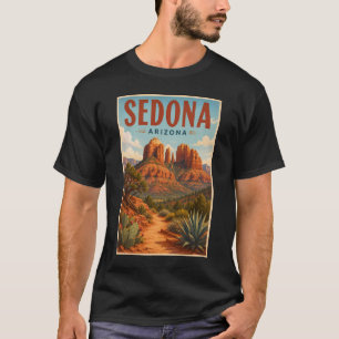 Sedona Arizona Cathedral Rock Illustratie Reizen T-shirt