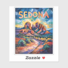 Sedona Arizona Cathedral Rock Van Gogh Levendig Ku Sticker
