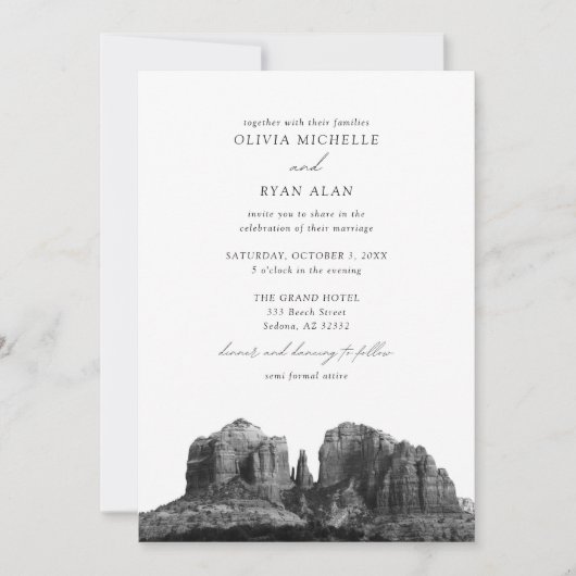 Sedona Arizona Classic Zwart & Wit Bruiloft Kaart (Voorkant)