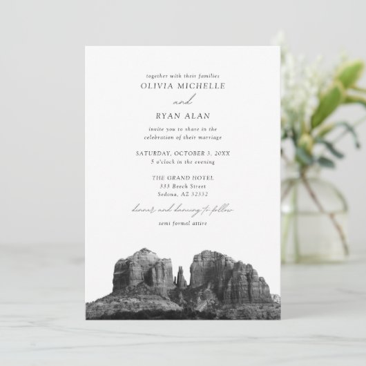 Sedona Arizona Classic Zwart & Wit Bruiloft Kaart (Staand voorkant)