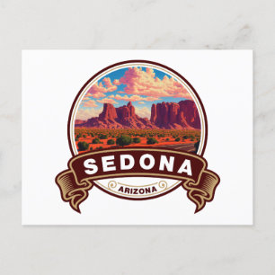 Sedona Arizona Colorful Travel Badge Briefkaart