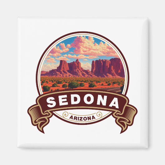 Sedona Arizona Colorful Travel Badge Magneet (Voorkant)