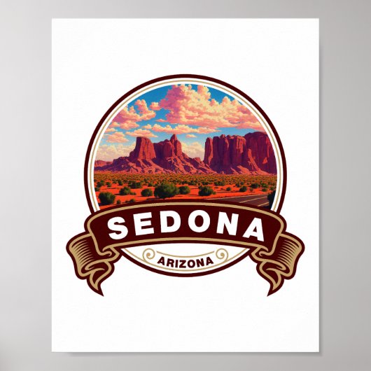 Sedona Arizona Colorful Travel Badge Poster (Voorkant)