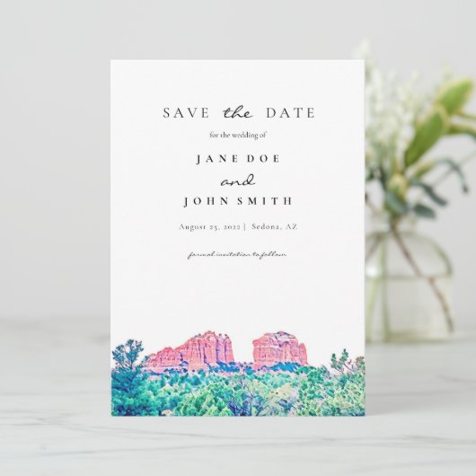 Sedona Arizona Desert Mountain slaat de datum op Save The Date (Staand voorkant)