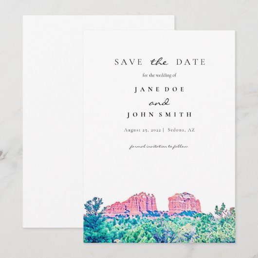 Sedona Arizona Desert Mountain slaat de datum op Save The Date (Voorkant / Achterkant)