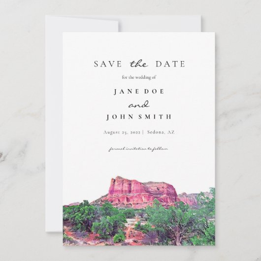 Sedona Arizona Desert Mountain slaat de datum op Save The Date (Voorkant)