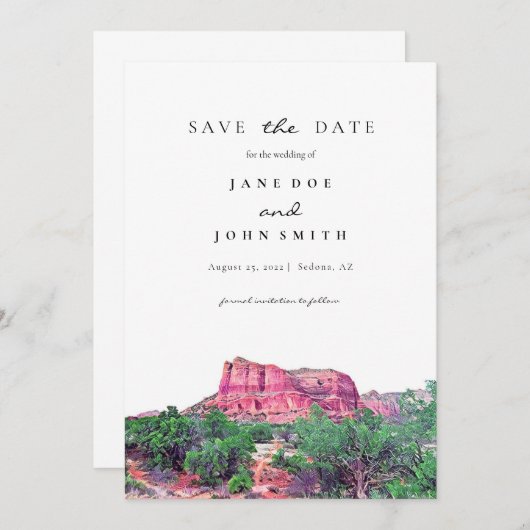 Sedona Arizona Desert Mountain slaat de datum op Save The Date (Voorkant / Achterkant)