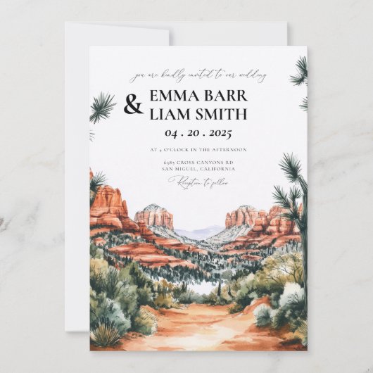 Sedona Arizona Destination Wedding Invitation Kaart (Voorkant)