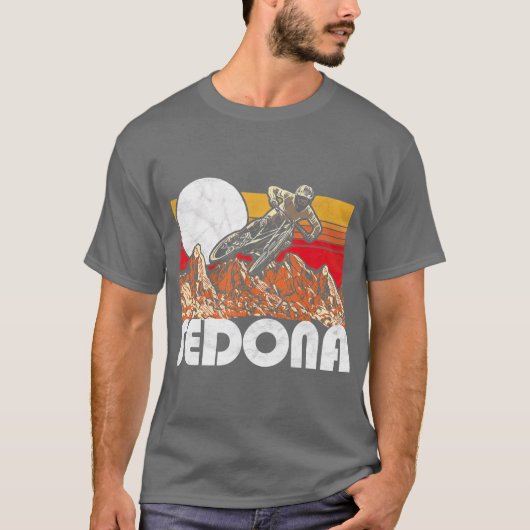 Sedona Arizona Mountain Biking Retro 80s T-shirt (Voorkant)