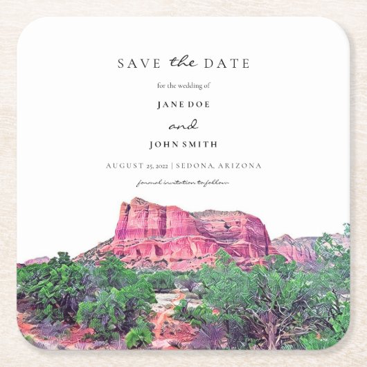 Sedona Arizona Paper Onderzetter Save the Date (Voorkant)