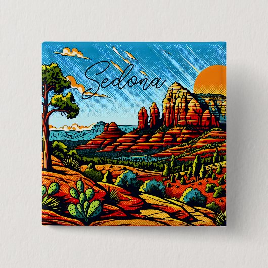 Sedona, Arizona Red Canyon Vierkante Button 5,1 Cm (Voorkant)