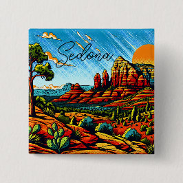 Sedona, Arizona Red Canyon Vierkante Button 5,1 Cm