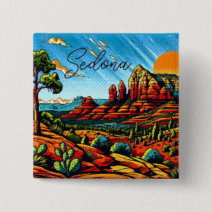 Sedona, Arizona Red Canyon Vierkante Button 5,1 Cm