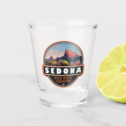 Sedona Arizona Red Rock Country Waterverf Emblem Shot Glas (Voorkant)