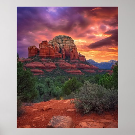 Sedona Arizona Red Rocks Natuur Beauful Sunset Poster (Voorkant)