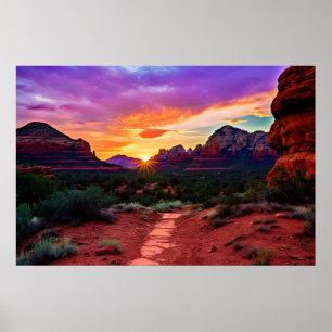 Sedona Arizona Red Rocks Natuur Beauful Sunset Poster