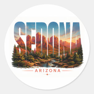 Sedona Arizona Reis Rood Rots Woestijn Landschap Ronde Sticker