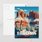 Sedona Arizona Reizen Red Rocks Sneeuw Briefkaart (Voorkant / Achterkant)