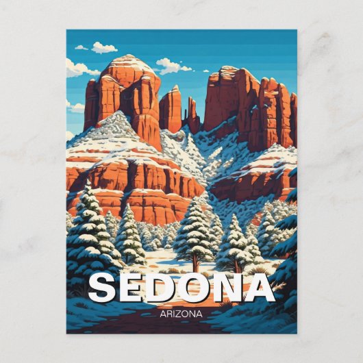 Sedona Arizona Reizen Red Rocks Sneeuw Briefkaart (Voorkant)
