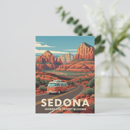 Sedona Arizona Reizen Vintage Retro Briefkaart (Staand voorkant)