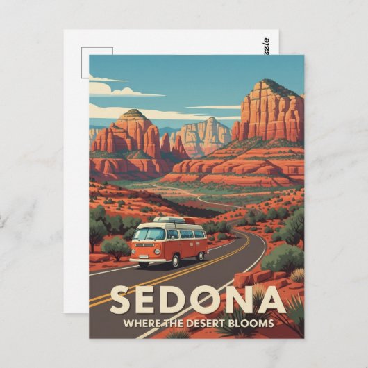 Sedona Arizona Reizen Vintage Retro Briefkaart (Voorkant / Achterkant)