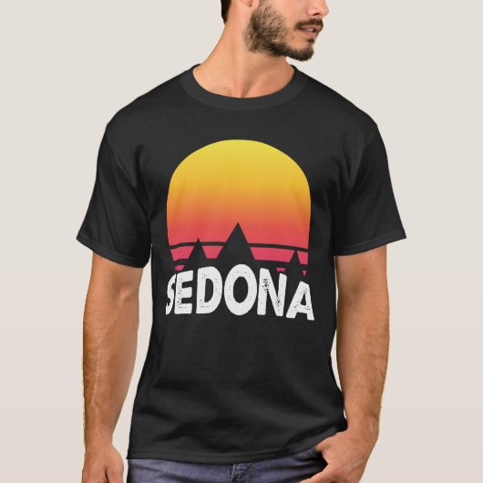Sedona Arizona Retro Desert Sunset T-shirt (Voorkant)