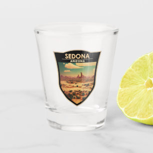 Sedona Arizona Retro Travel Art Badge Shot Glas