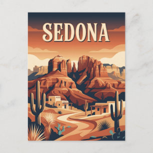 Sedona Arizona Rode Gesteente Woestijn Retro Reisp Briefkaart